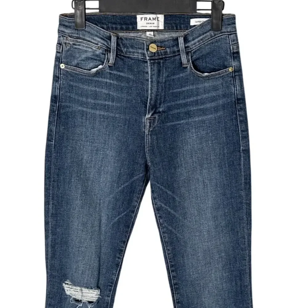 FRAME Le High Straight Jeans‎ in Broadway Medium Distressed Wash Size 28